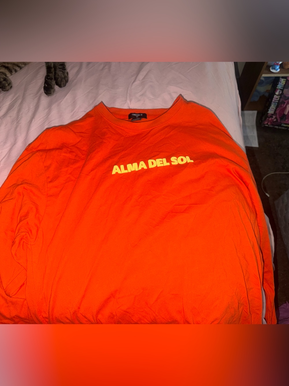 Forever 21 Men's Bright Orange 'Alma Del Sol' Long Sleeve Tee